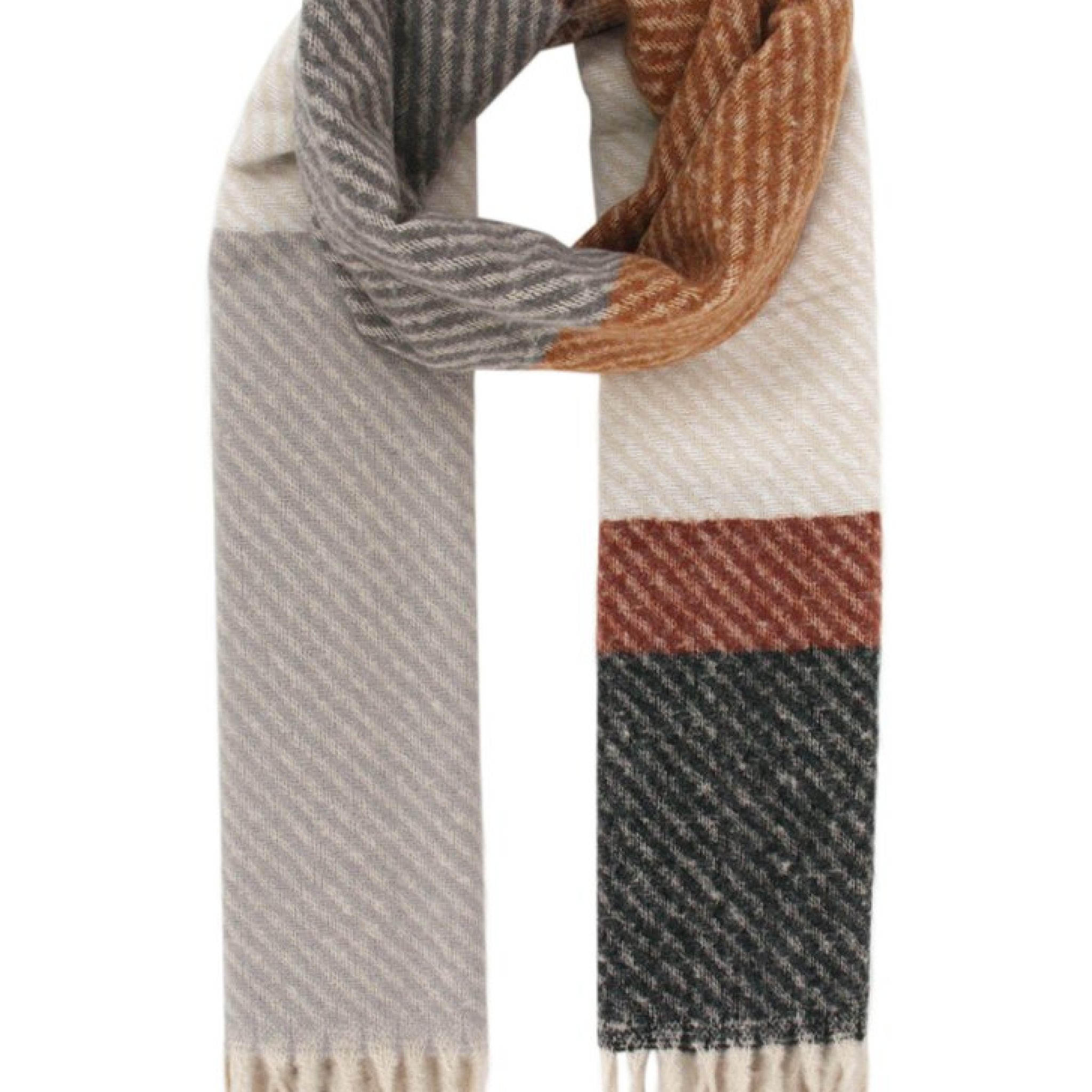 LORENZO CANA Echarpe De 100% Cachemire Pour L`homme – 70 X 200 Cm, Bicolore, Double Face - Souple Et Noble – En Gris Ocre Doré